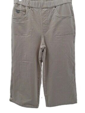 Dream Jeannes By Quacker Factory Pants Womens Medium Beige Capri Wide Leg Baggy